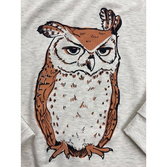 Love Kuza Women's S Creme Owl Lightweight Oversized Sweatshirt with Pockets Made - Picture 3 of 4